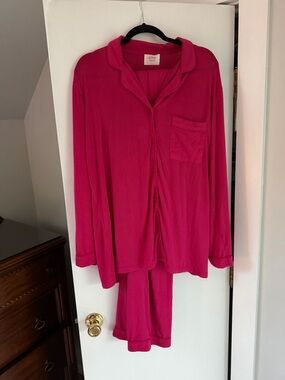 In My Sundays Raspberry Pink Long Sleeve & Pant Pajama Set